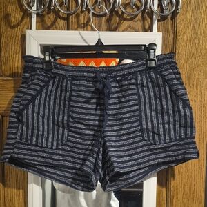 Rewind Navy and White Striped Women's Cloth Shorts